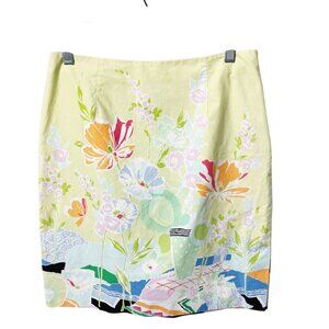 Vtg Talbots Multi-Color Floral Mini Skirt Womens Sz 10 Preppy Cotton Classic Y2K